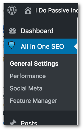 All In One SEO WordPress Menu