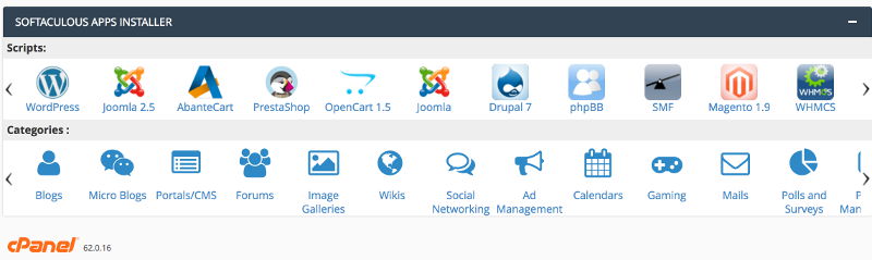 Softaculous App Installer on cPanel